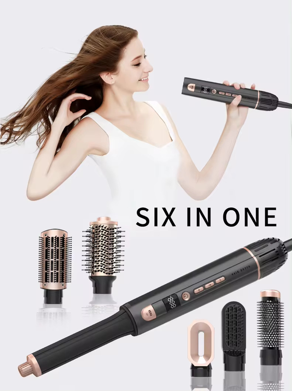 Neues Design 2024 Warmverkauf 6 In 1 Multi-Funktion Styler Air Wrap LCD-Display Heißluftbürste