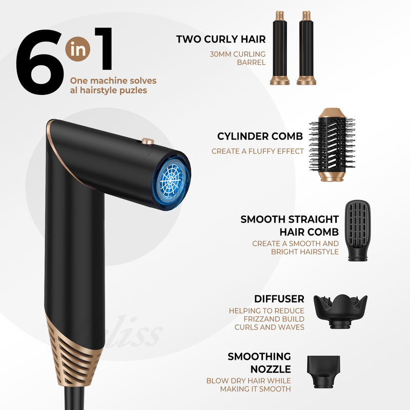 6 in 1 Multifunktion Styler Klappbare Portable Air Wrap Curling Neues Design Reisen Heißluftbürste Kamm