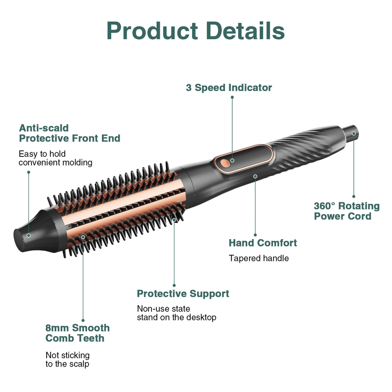 Tourmalin-Keramik-Haar-Curling-Bürste mit Temperaturverstellung und 1,6 Meter Stromkabel