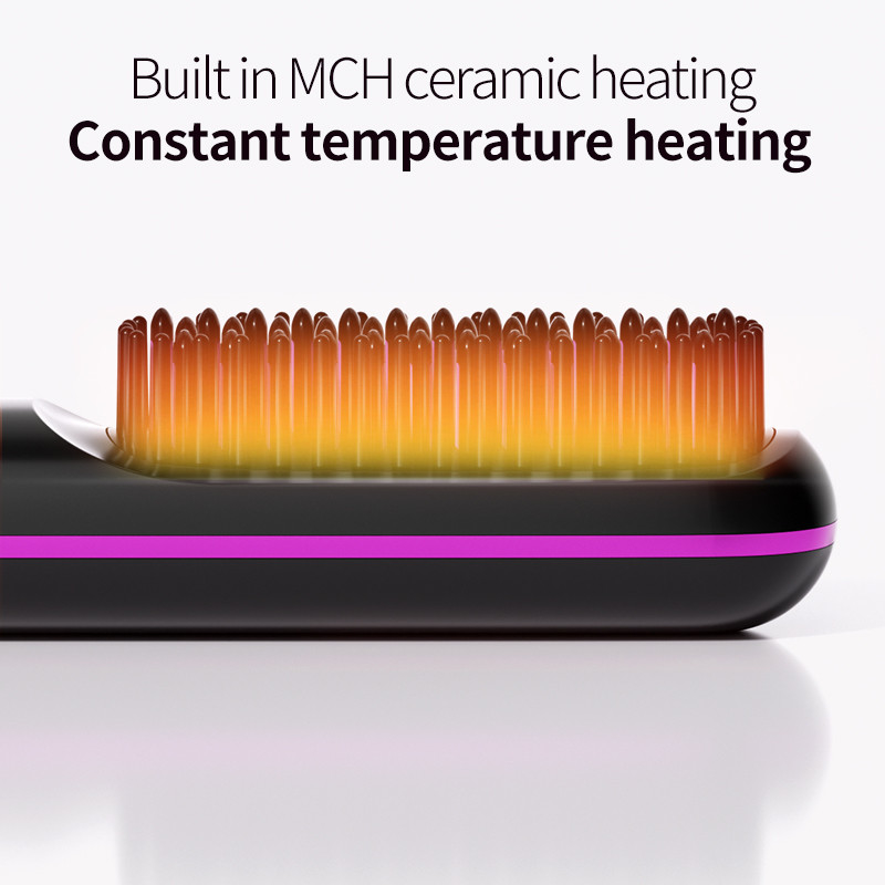 Tragbare kabellose Haargerichtungsbürste 35W schnelle Erhitzung Typ-C mit Negativ-Ionen-Temperatur-Display