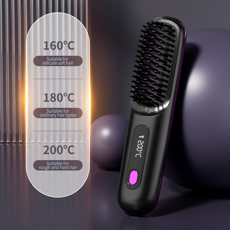 Tragbare kabellose Haargerichtungsbürste 35W schnelle Erhitzung Typ-C mit Negativ-Ionen-Temperatur-Display