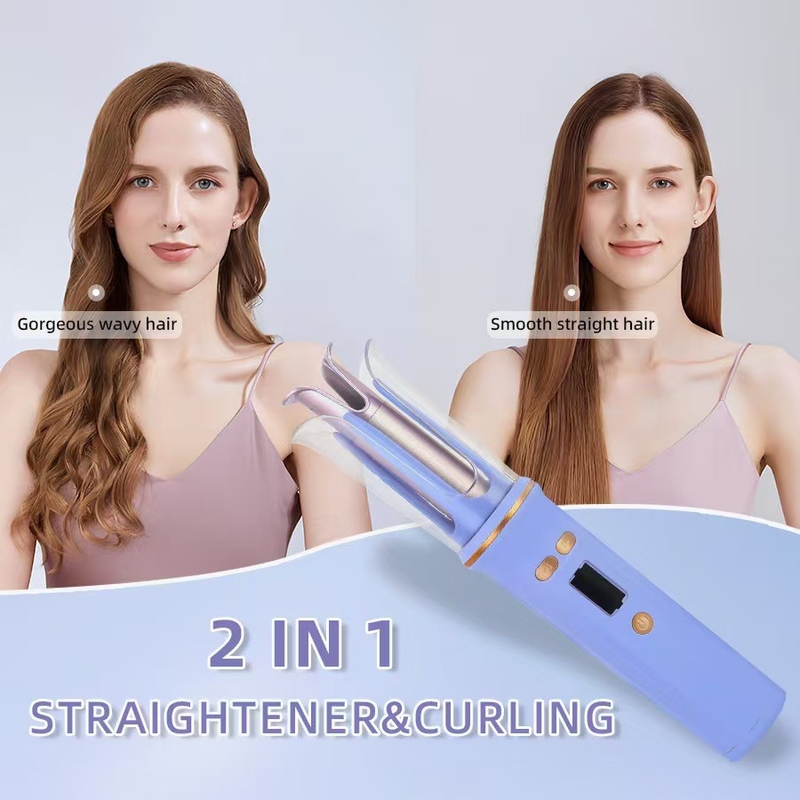 USB-Wiederaufladbares tragbares Haarkurbeln Reisen kabellose Mini-Haar Eisen Auto-Kurbeln LCD-Display Temperatur