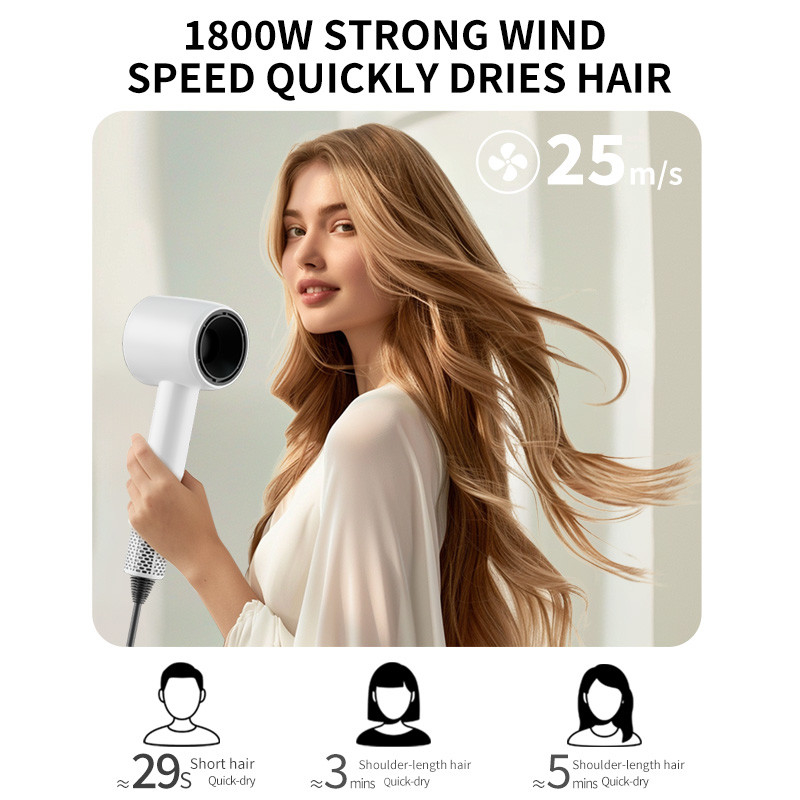 Professionelle Salon-Grad 1800W Hochleistung 5 Milliarden Plasma Leichtgewicht schnell trocknen Haartrockner mit individuellem Logo und drei Düsen