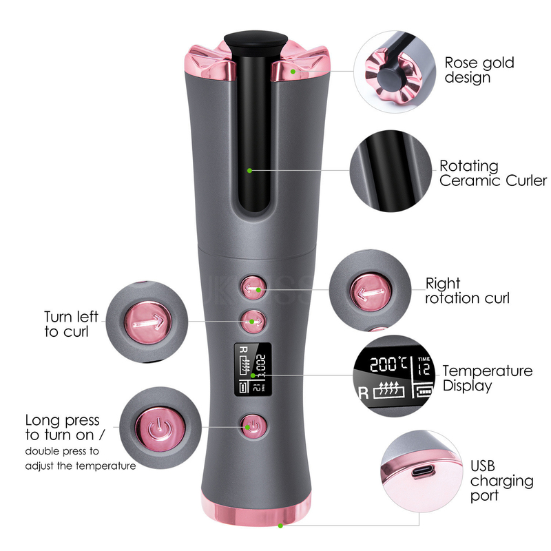 Mini-Portable Curling Iron USB-Ladegerät drahtloses Design geeignet für Reisen und Heimgebrauch