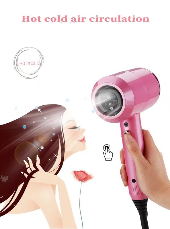 Pink Haartrockner mit 3 professionellen Anbaugruppen für starken Wind und sanfte Pflege geeignet für alle Haartypen