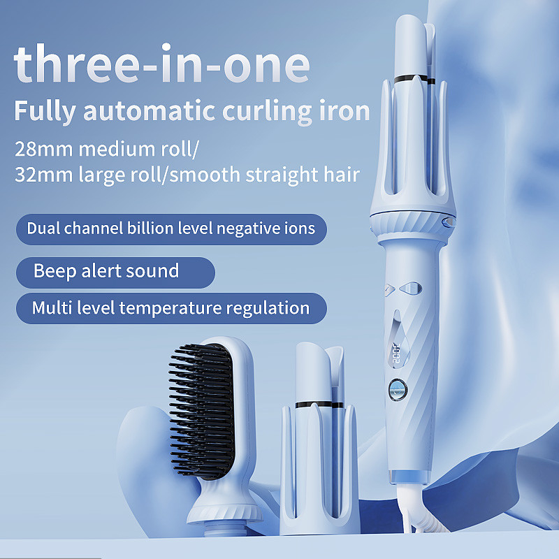 3-in-1-Automatisches Curling-Eisen mit Piep-Alarm, Haarstyling-Werkzeug für mühelose Locken und Wellen