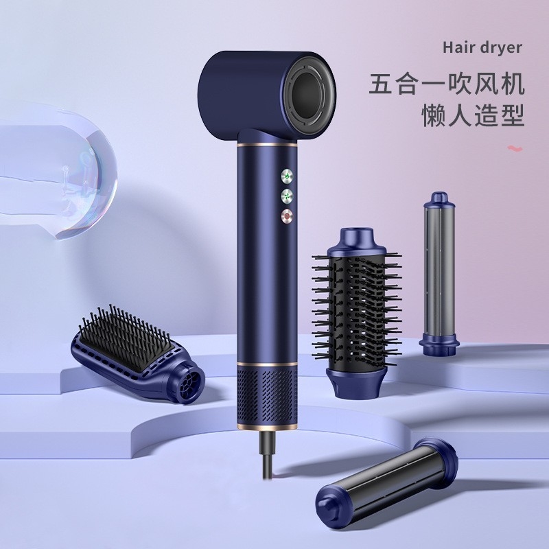 220V 5 in 1 Geschwindigkeit Heißluft Styler Professionell Frizz-freier Blow-Trockner Bürste Locken mit Reisetasche 3 Gänge Kalt
