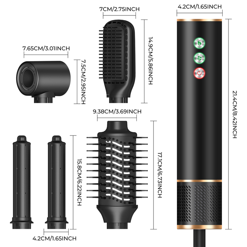 220V 5 in 1 Geschwindigkeit Heißluft Styler Professionell Frizz-freier Blow-Trockner Bürste Locken mit Reisetasche 3 Gänge Kalt