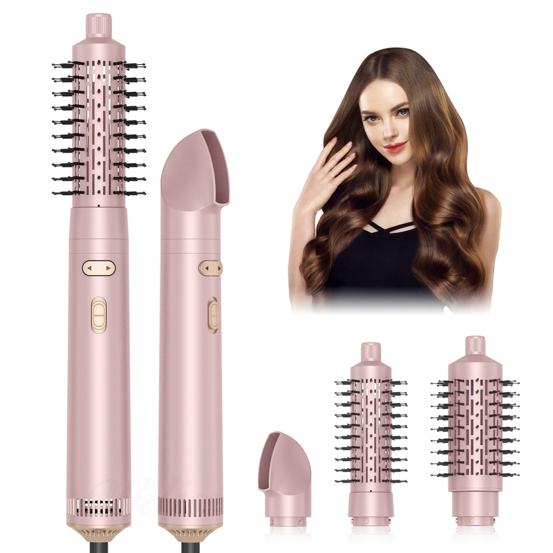 Haartrockner Bürste 6 in 1 Haarstiller Silber Ionen Technologie Schnelltrocknen Multi Styler für gerade lockige und lockige Haare