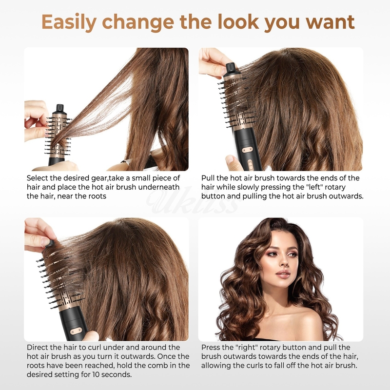 Haartrockner Bürste 6 in 1 Haarstiller Silber Ionen Technologie Schnelltrocknen Multi Styler für gerade lockige und lockige Haare