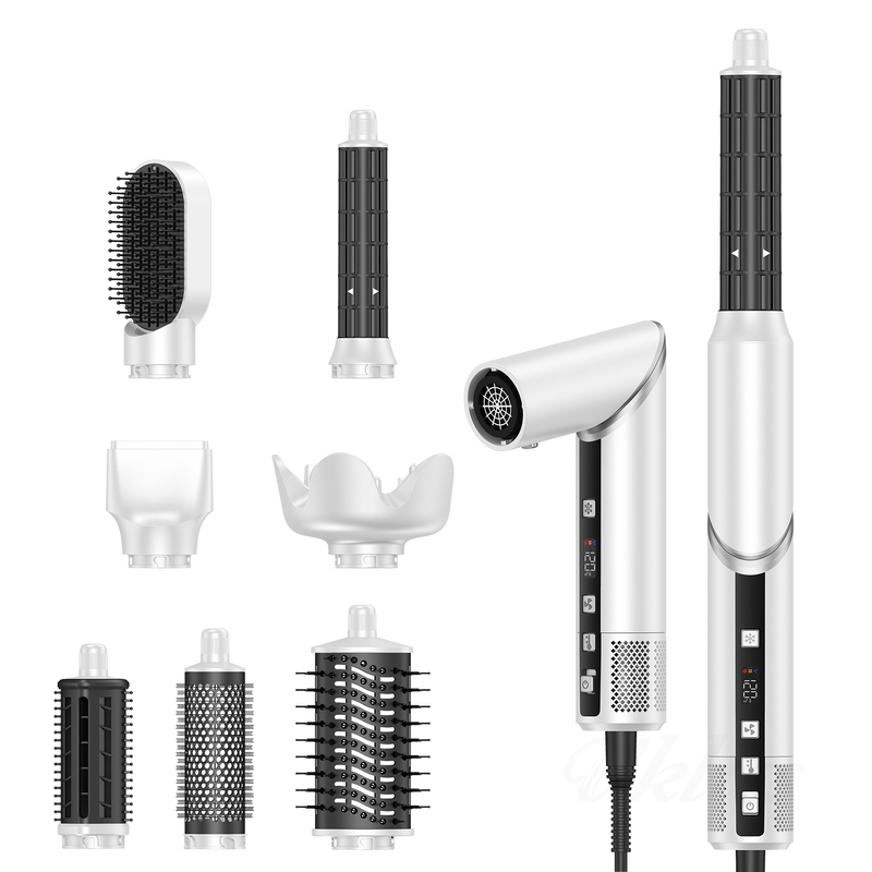 Schnelle Trocknung 8-in-1 professionelle Heißluft Haartrockner Bürste mit Auto-Wrap Curler und 2M Stromkabel 1500W Multi-Styler