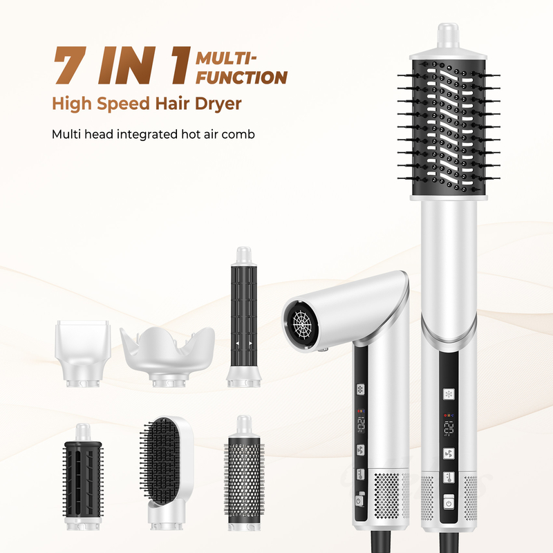 Schnelle Trocknung 8-in-1 professionelle Heißluft Haartrockner Bürste mit Auto-Wrap Curler und 2M Stromkabel 1500W Multi-Styler