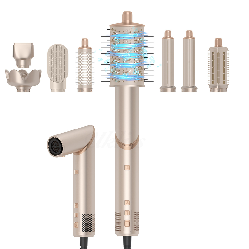 Kalt 4 Gang 8 in 1 Haarstiller 110 000 RPM Geschwindigkeit Negativ-Ionen Haartrockner Automatisches Locken-Eisen Volumizer Geradiger
