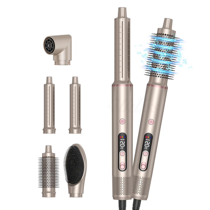 6 in 1 professioneller Heißluftstyling leistungsfähiger Haartrockner & Straightener Set Curling Volumizing Straightening