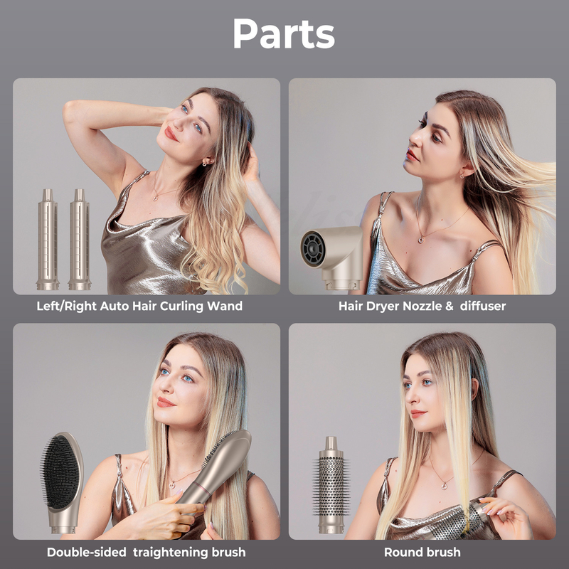 6 in 1 professioneller Heißluftstyling leistungsfähiger Haartrockner & Straightener Set Curling Volumizing Straightening