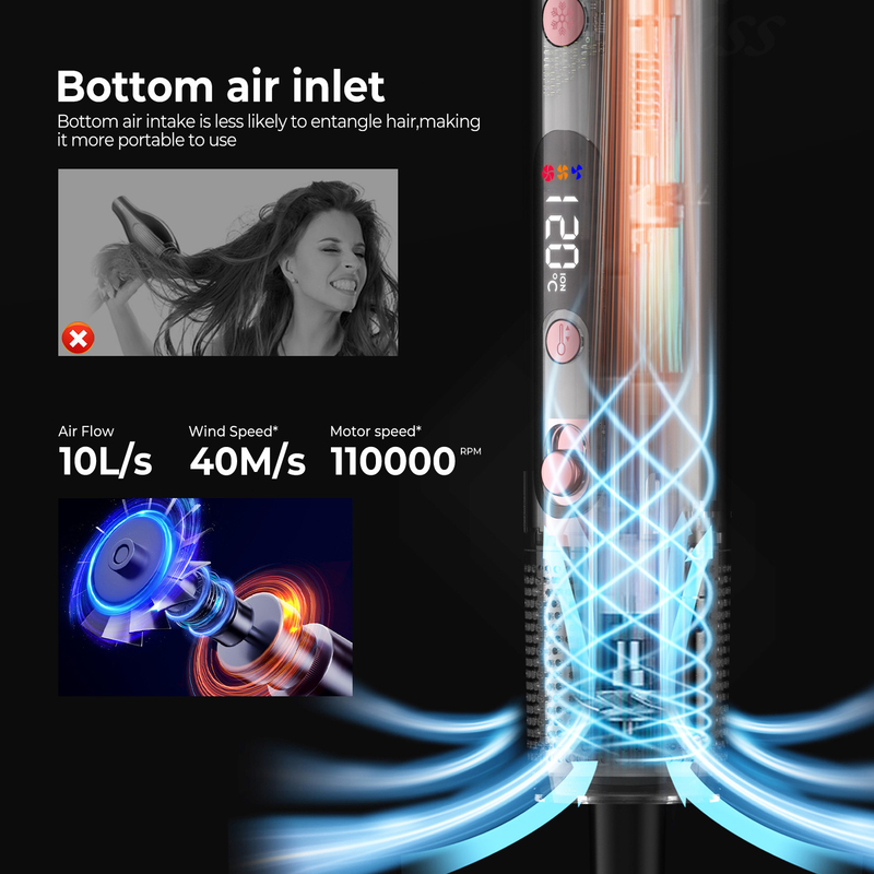 6 in 1 professioneller Heißluftstyling leistungsfähiger Haartrockner & Straightener Set Curling Volumizing Straightening